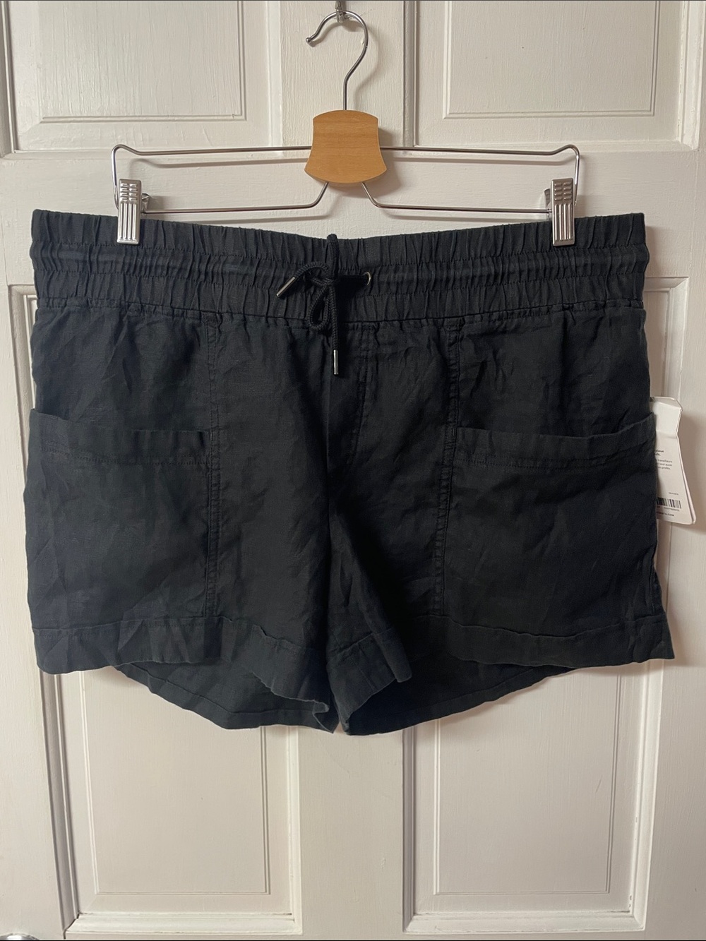 Athleta Cabo elastic waist black linen shorts brand new women’s size 16